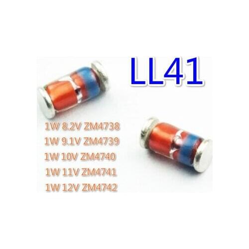 100PCS 1W LL41 Zener Diode 8.2V 8V2 9.1V 9V1 10V 11V 12V ZM4738 ZM4739 ZM4740 ZM4741 ZM4742