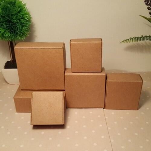 100PCS Blank Small Kraft Paper DIY Gifts Foldable Box Wedding Favors Candy Pack Party Decor Carton Box Jewelry Crafts Packaging