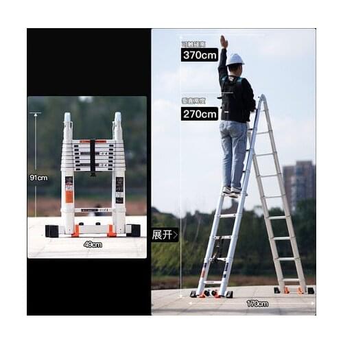 2.8m Telescopic ladder aluminum alloy multifunctional folding reinforced herringbone ladder home staircase portable ladder