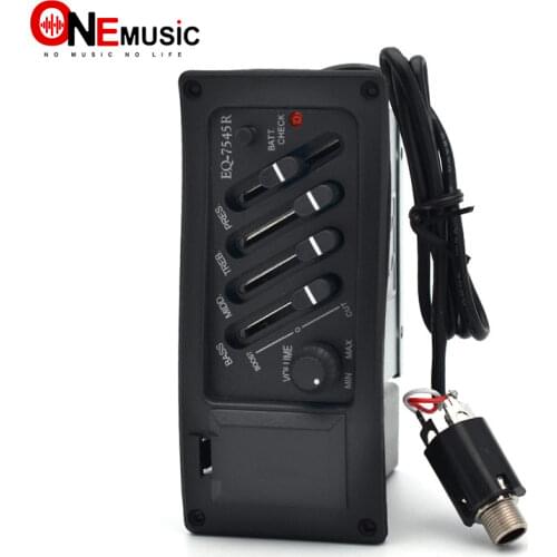 4 Band Guitar EQ-7545R Equalizer Acoustic Guitar Preamp Amplifier Pickup 6.5MM Output