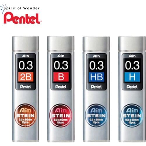 5 tubes/lot (15pcs/tube) Pentel 0.3mm Mechanical pencil leads B,2B,HB pencil refills school&office stationery