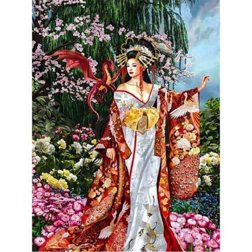 5D DIY Diamond Painting "Japanese beauty" Cross Stitch Kit Full Drill Square Embroidery Mosaic Art Picture of Rhinestones Decor