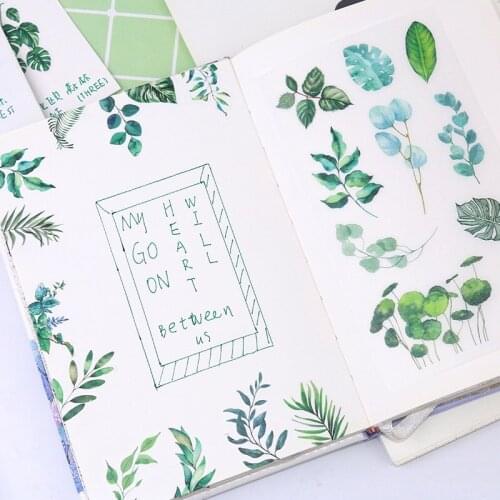 6 pieces Fresh Ins Leaf and plants Watercolor Handbook Stickers washi paper Sticker/ DIY decoration journaling stationery