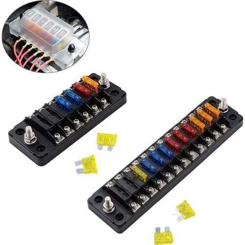 Car Plastic Fuse Box 6 Ways 12 Ways Flame Retardant Fuse Holder With Double Fuses For Auto Car Boat Marine Trike