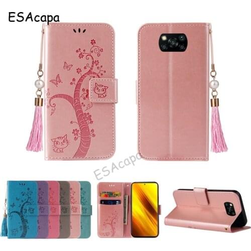 For Xiaomi POCO X3 NFC Case Lucky Tree Painted Phone Leather Flip Wallet Case For Xiaomi 10T 10 Pro Card Slot Stand Holder Cover