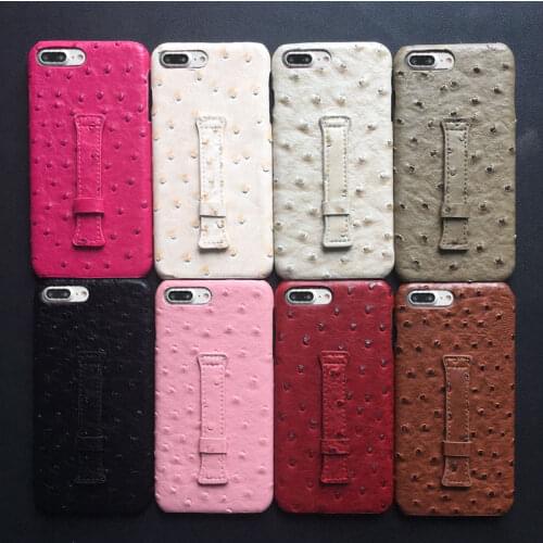 High-grade Leather Ostrich Mesh with Bracket Back Phone Cover for iPhone XS Max XS XR X Anti-drop for iphone 6 6s 7 8 Plus Cover