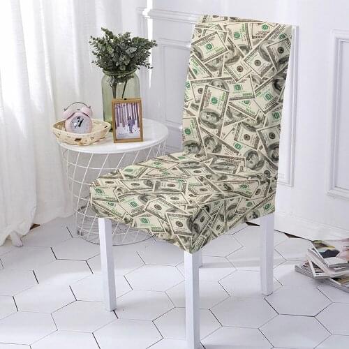 Money US Dollar Printed Spandex Chair Covers Stretch Elastic Universal Chairs Cover Slipcovers For Dining Room Wedding Banquet