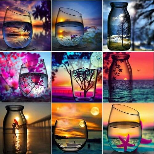 Evershine Full Square Diamond Embroidery Cup Diamond Painting Landscape Picture Of Rhinestones Mosaic Art Handmade Gift