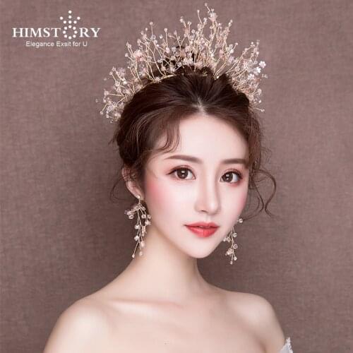 HIMSTORY Romantic Handmade Wedding Hairbands Jewlry Hair Accessoires Twig Style Crystal Bridal Women Headwear Ornament
