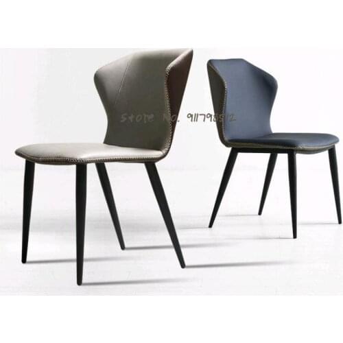 Italian minimalist dining chair makeup chair net red ins wind dressing chair leather dining chair home Nordic iron chair back