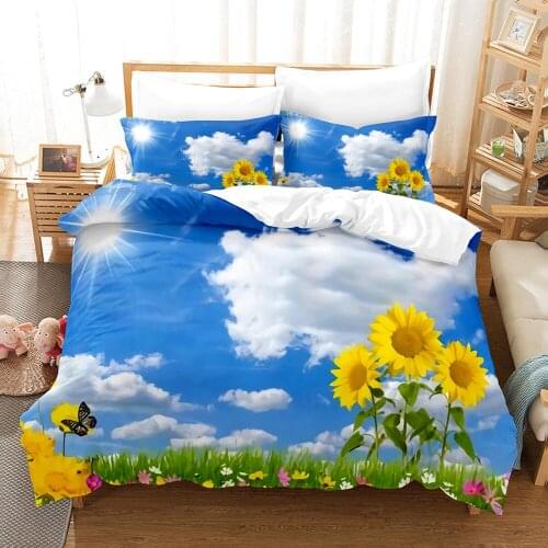 Beauty Flower Bedding Set Single Twin Full Queen King Size Rose Sunflower Bed Set Childrens Kid Bedroom Duvetcover Sets 3D 003