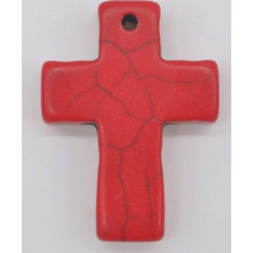 Red Howlite Cross GEM Pendant Fashion Jewelry Loose Bead S102