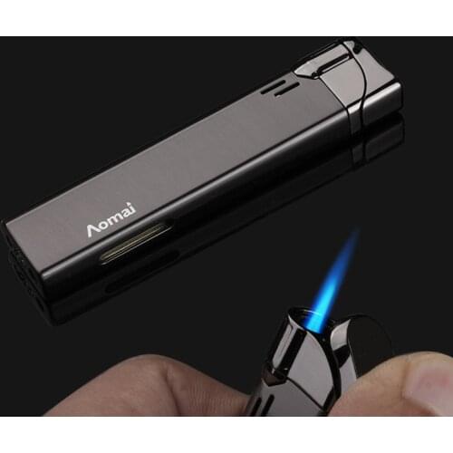 Creative Metal Inflatable Turbo Lighter Butane Gas Lighter Portable Windproof Visible Gas Window Cigarettes Smoking Gadget Men