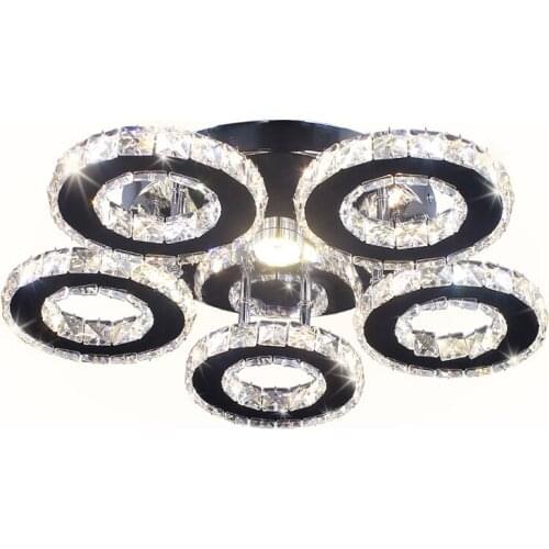 Chandelier 3/5 Rings Crystal Ceiling Chandeliers Light Fixture for Bedroom Living Room Lustres Home Deco Luminaria