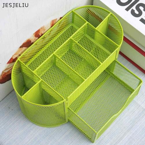 22*11*10.5cm Multifuction Stationery Desk Organizer Pen Holder 9 cells Metal Mesh Desktop Office Pen Pencil Holder Study Storage