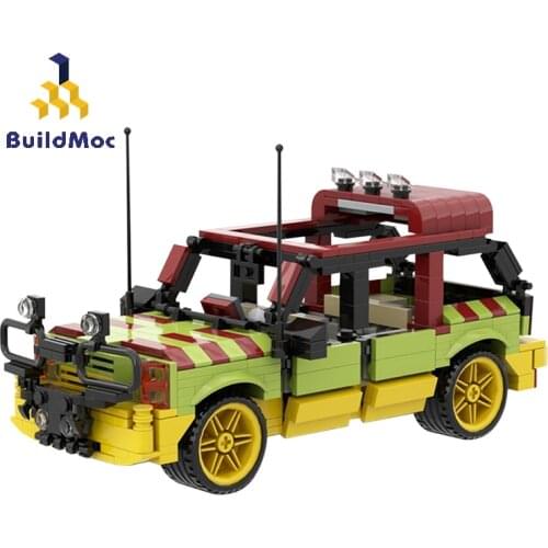 MOC Jurassic Park World Camper Touring Technical Car Explorer Soldier Building Blocks German Willis-antiaircraft Gun Bricks Toys
