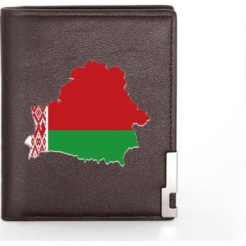 Fashion Republic of Belarus Printing Mens Wallet Leather Purse For Men Credit Card Holder Short Male Slim Coin Money Bags