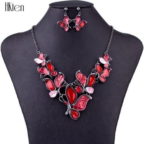 MS1504566 Fashion Jewelry Sets Hight Quality 4 Colors Necklace Sets For Women Jewelry Crystal Unique Butterfly Design Gifts