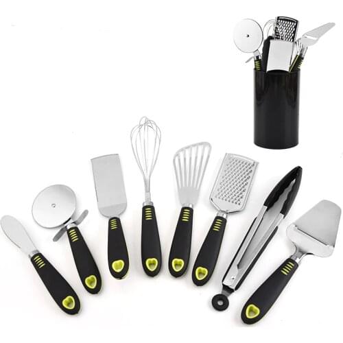 8pcs Stainless Steel Kitchen Utensils Gadget Set Kitchenwares With Storage Box Pizza Cutter Cheese Spatula Cooking Baking Tools