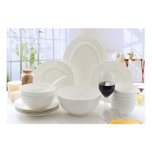 Bone china tableware set 22 pieces skull porcelain home Korean ceramic pure white dishes plates