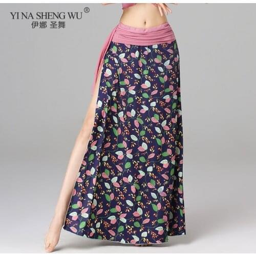 New Belly Dancing Side Pulling printing Long Skirt Lady Belly Dance Skirts Women Sexy Oriental Belly Dance Skirt Professional