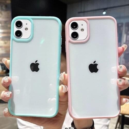 Shockproof Colorful Bumper Clear Phone Case For iPhone12 11 Pro XR X XS Max 8 7 6 6S Plus SE 2020 Transparent Soft Acrylic Cover