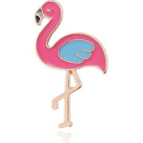 Pink Flamingo Brooch Enamel Pins Fashion Animal Series Metal Badges Brooches Gifts