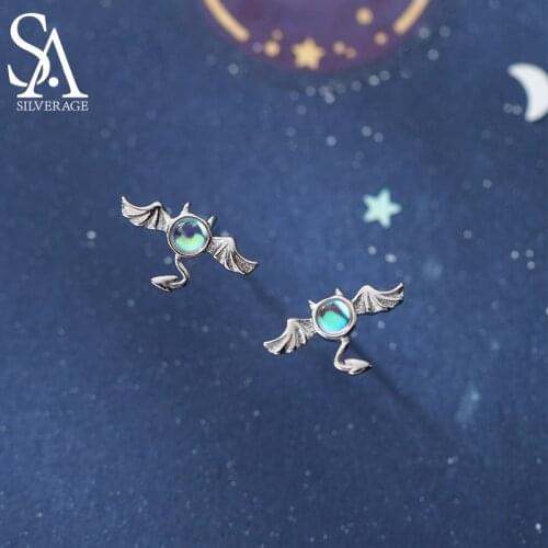 SA SILVERAGE Fresh and Lovely Bat Glazed Colored Ear Jewelry Batch S925 Silver Ear Nail Female Korean Version Small