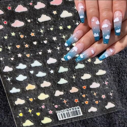 New 3D Multicolor Cloud Stars Bohemia Self-adhesive Nails Stickers For Salon Nails Sticker Decorations Manicure Z0430