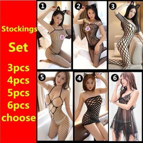 Sex shop Erotic Underwear Plus Size Transparent Bodystocking Sexy Open Lingerie Siamese Stocking Tights for women
