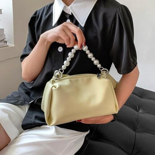 Women Small Pu Leather Pearl Handle Handbags High Quality Ladies Travel Shoulder Messenger Bags Casual Purse Crossbody Bag New