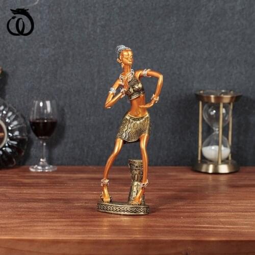 WU CHEN LONG Ideas Exotic African Girl Abstract Women Art Sculpture Character Statue Resin Craft Modern Home Decoration R6874