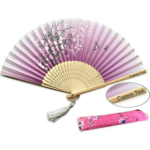 Japanese Style Floral Folding Hand Fan Vintage Handheld Silk Folding Fan for Wedding Dancing Party Gifts Home Decor