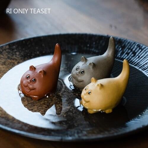 Yixing Handmade Purple Clay Tea Pet Chinese Zodiac Tiger Statue Animal Sculpture Ornaments Home Tea Set Decoration Accessories