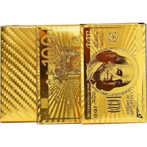 EURO USD Back Golden Playing Cards PVC Plastic Foil Deck Durable Waterproof Poker Magic Card Games Magic Tricks Props