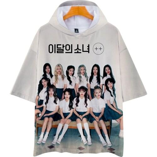 K-POP LOONA Tshirt Women/Men Summer Short Sleeve Hip Hop Tops T-shirt Women Korean Female Fans Hooded T Shirt Women Kpop Clothes