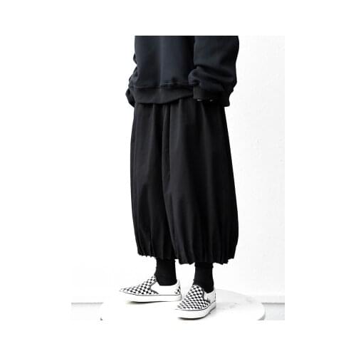 Spring new original home-made Yamamoto style black department knickerbockers casual wide leg trousers men and women