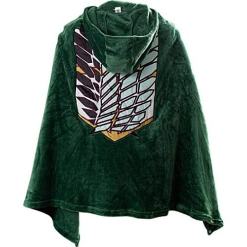 Women Men Cosplay Costumes Green The Wings of Freedom Flannel Cloak Blanket Halloween Cosplay Costume Cape
