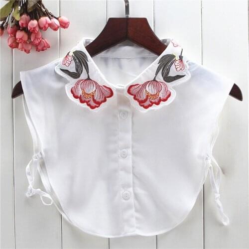 Women Collar Embroidery Kraagjes Detachable Spring White Accessoies for Sweater Fake Collar Shirts Dames Keep Bluz Cravat