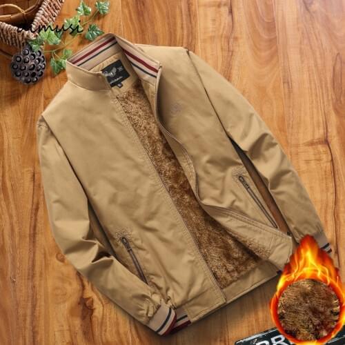 Winter Fleece Jackets Mens Bomber Jacket Mens Windbreaker Coats Fashion Slim Fit Business Thermal Coats Mens Clothing