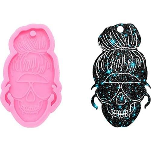 1PC Super Glossy Skull Head Woman Resin Mold Craft Keychain For UV Epoxy Resin Jewellery Making Fondant Cake Baking Mould