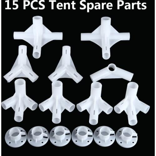 15Pcs Spare Parts For 3x6m Gazebo Awning Tent Corner Center Connector Feet 25/19mm Tent Connector Parts Tent Outdoor Camping