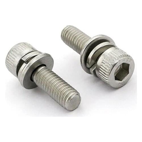 20pcs M3 Allen cylindrical head screws hex socket cup spring pad washer three combinations screw stainless steel 6mm-30mm long