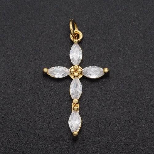 30x16mm 100% CZ Zircon DIY Jewelry Fashion Cross Charm Pendant Wholesale Necklace Making Charms Top Quality
