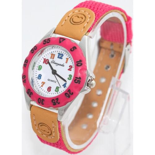8pcs the first children High Quality Boy Watch Girl Kids Childrens Gift Fabric Strap Learn Time Tutor Student Wristwatch U32M8