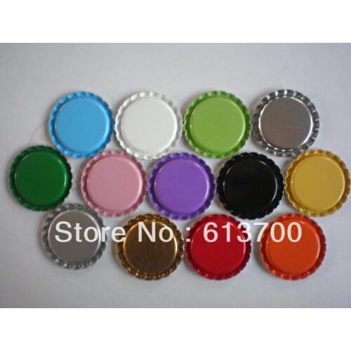 Free Shipping One Side colored Flatten Bottle Caps for jewelry Pendant Earring Mking Metal Tinplate BottleCaps , Without Liners