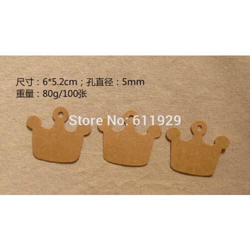 Free shipping stock blank crown 300 gsm kraft paper tag/baking price tag/gift packing labels/clothing hang tag 400 pcs a lot