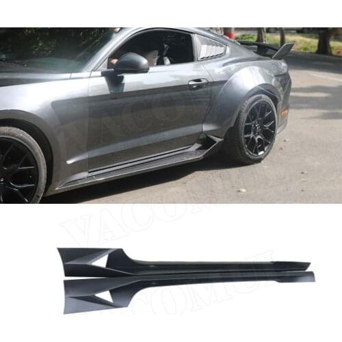 2Pcs Carbon Fiber Car Side Skirts Body Apron Lip For Ford Mustang Coupe 2 Door 2018 - 2020 FRP/PP Material Side Lips