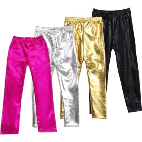 Girl Boy Pants 2021 New Style Spring 4-8years Skinny Gold Black Red Silver Kid Leather Pants Girl Legging Baby Girls Boys Pants
