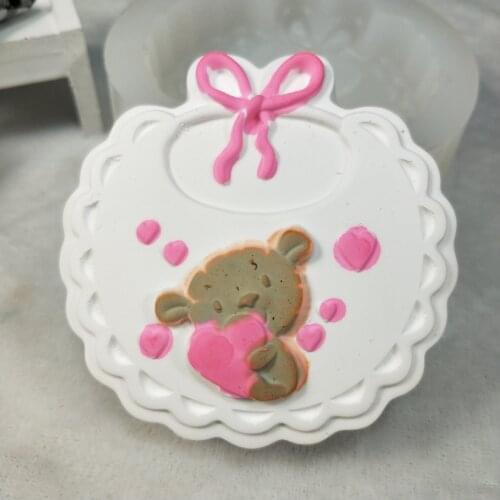 DW0192 PRZY Silicone Mold Baby Bib Soap Molds Cute Cartoon Bear Baby Soap Mold Clay Resin Moulds Silicone Rubber Eco-friendly